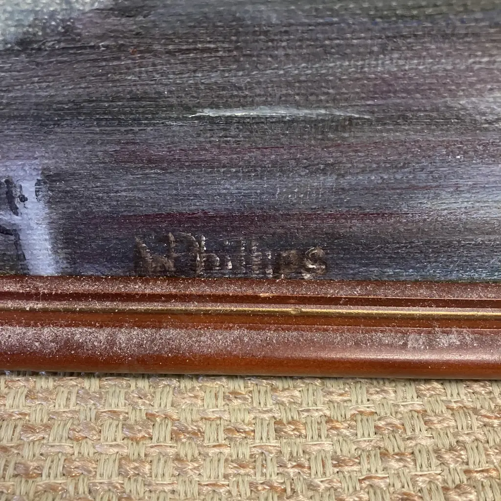 Vintage Oil Painting On Board English Country Scene, Signed Bottom Center. 32 x 37cm Image 1++