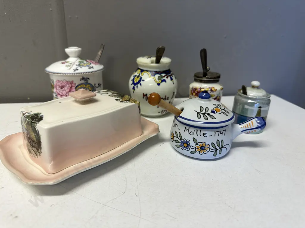 Vintage China Items Including Crown Chelsea Manor Sugar /Jar, Royal Winton Butter Dish Etc Image 1++
