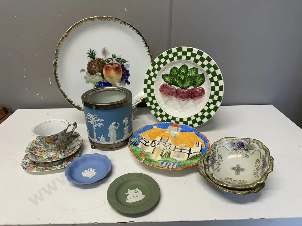 Box lot Assorted China Items, Including Wedgwood (Some As Found) Image 1++