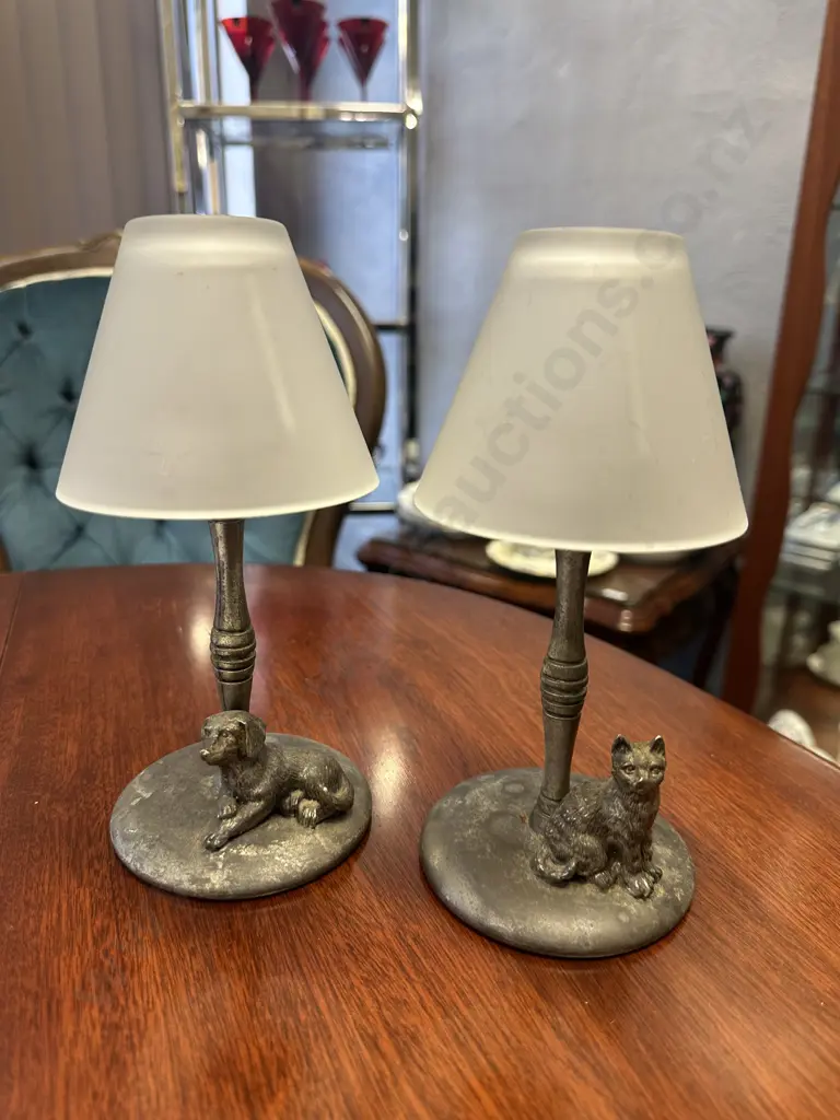 Vintage Pewter Tea Light Lamps H20cm. Image 1++