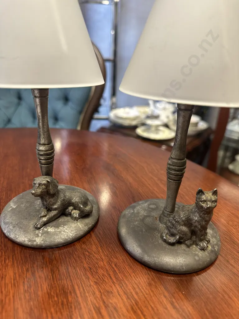 Vintage Pewter Tea Light Lamps H20cm. Image 1++