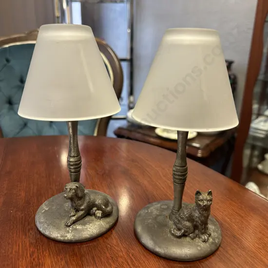 Vintage Pewter Tea Light Lamps H20cm.