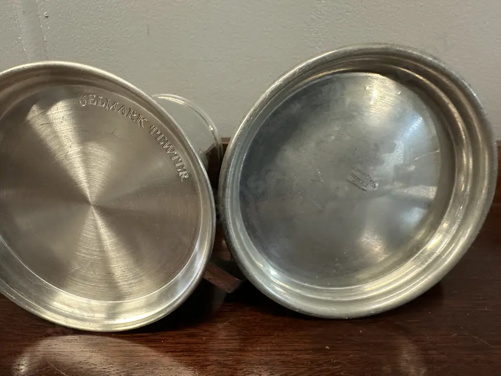 Pair Of Vintage Pewter Tankards Image 1++
