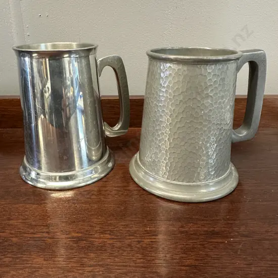 Pair Of Vintage Pewter Tankards