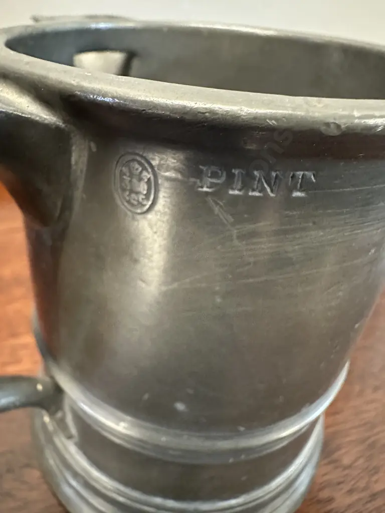 Antique 1800s Pewter Imperial Pint Spout Measure Tankard  Image 1++