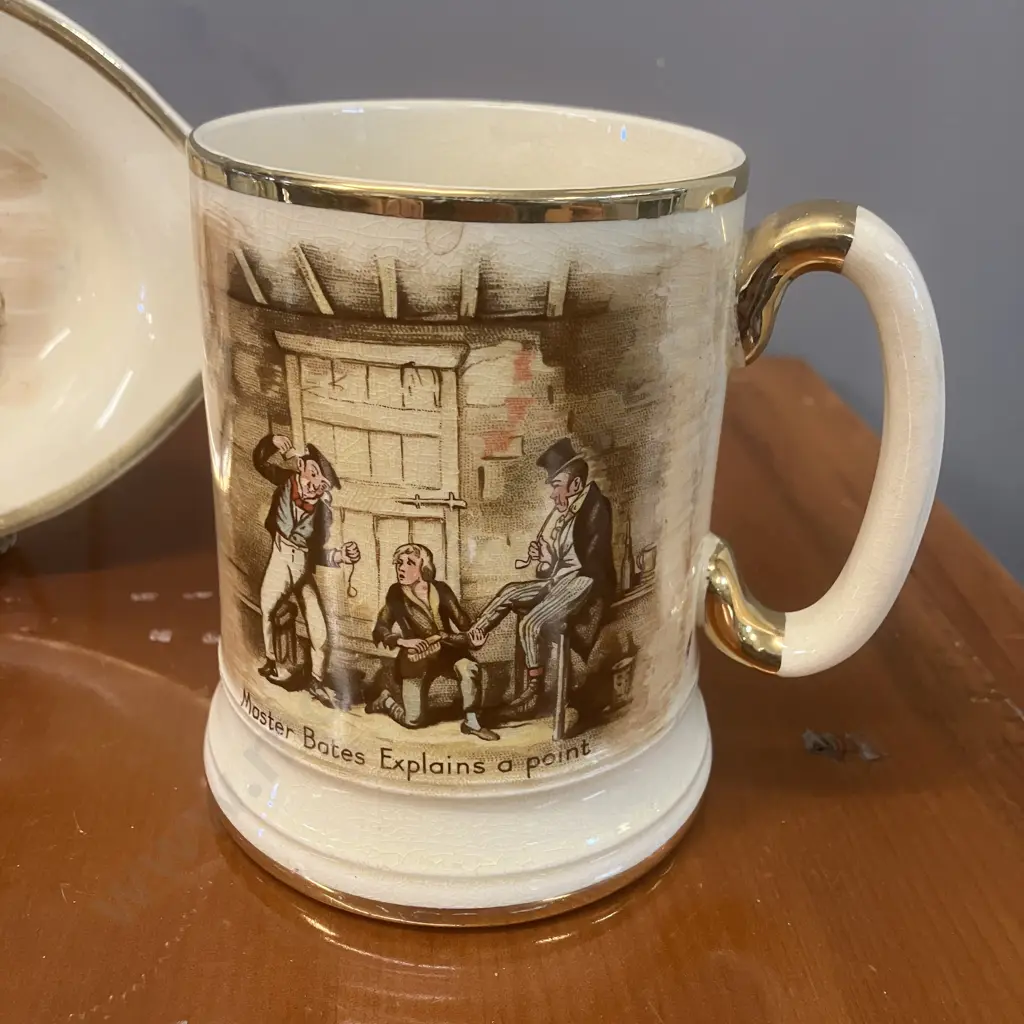 Vintage Arthur Wood Dickens 'Master Bates Explains A Point' Tankard & Oval Dish Image 1++