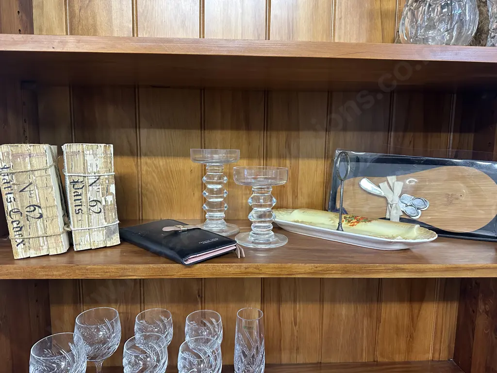 Glass Candle Holders, Bookends, Cake Plate Etc Image 1++