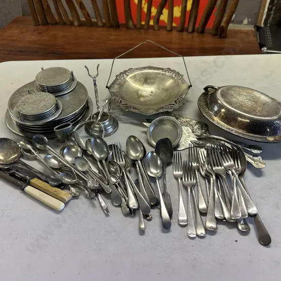Silverware Items In Bone Handle Steel & Fork Etc