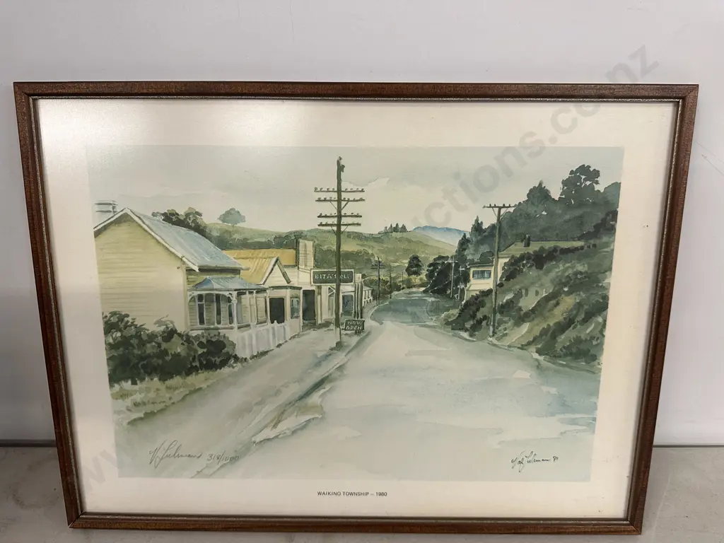 Limited Editon Framed Artwork 318/1000 Waikino Township 1980 H32,W43cm. Image 1++