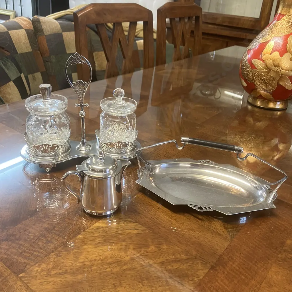 Crystal Jam Pots & Silverware Items Image 1++
