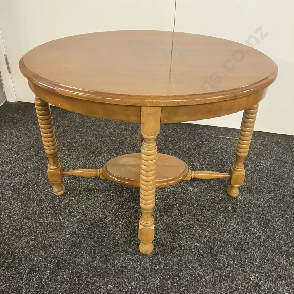 Mid Century Oval Occasional Table With 4 Spiral Legs & Small Undershelf. H51 W69 D55cm Image 1++