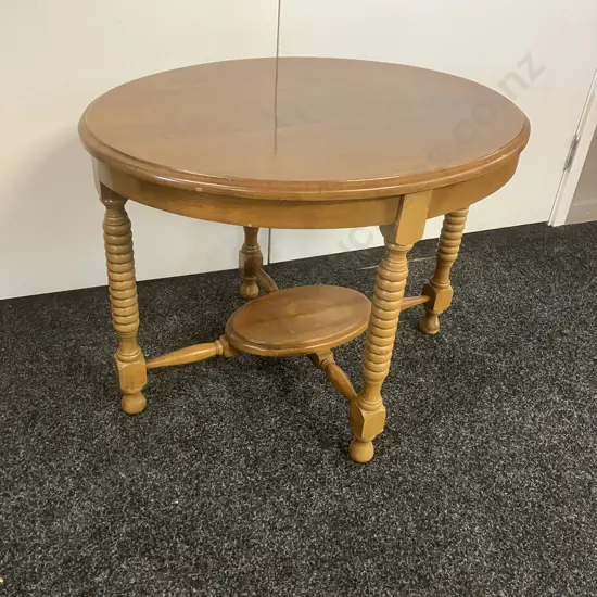 Mid Century Oval Occasional Table With 4 Spiral Legs & Small Undershelf. H51 W69 D55cm
