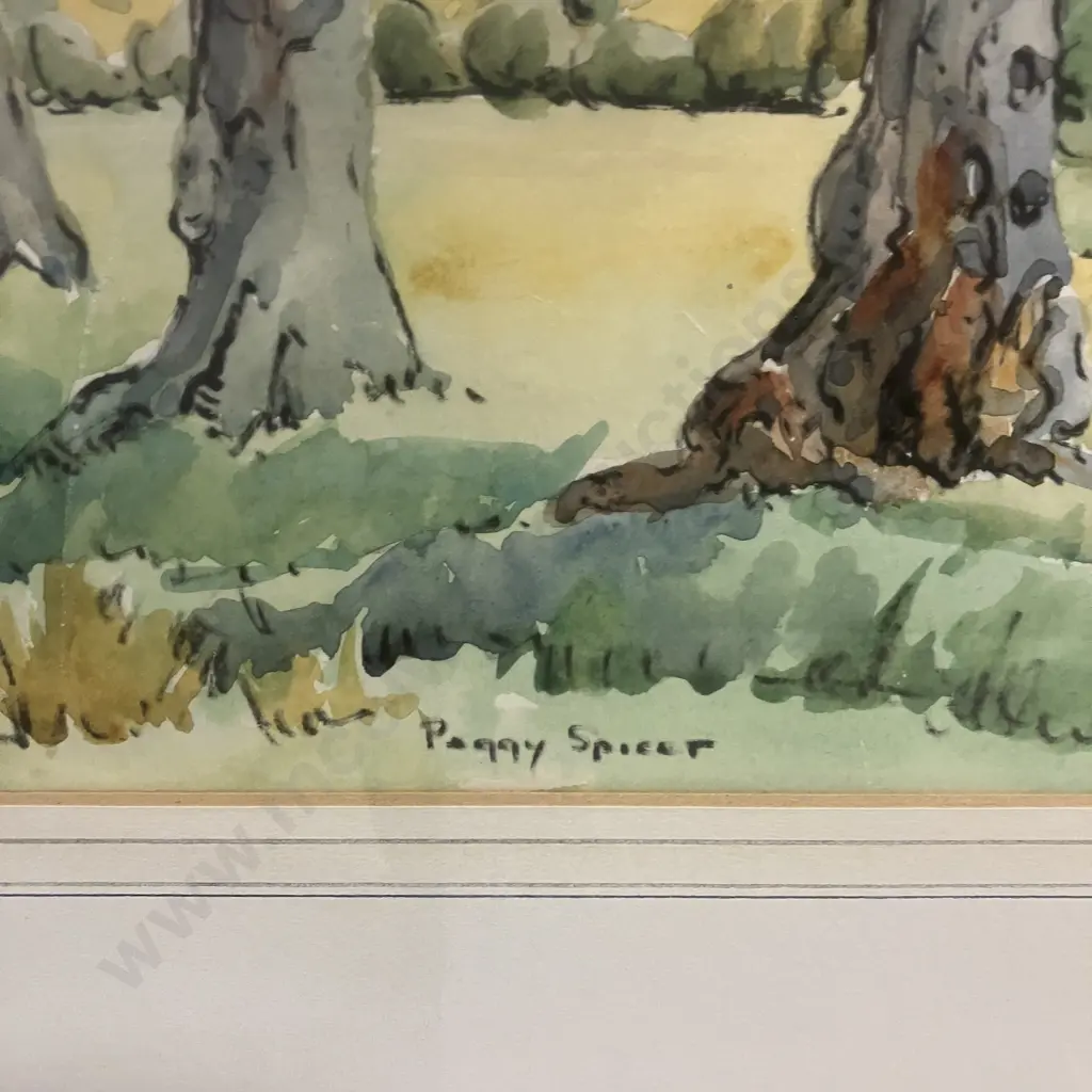 Peggy Spicer (1908-84) - 'Tuakau Farm' Framed Watercolour, Signed. 58 x 71cm Image 1++