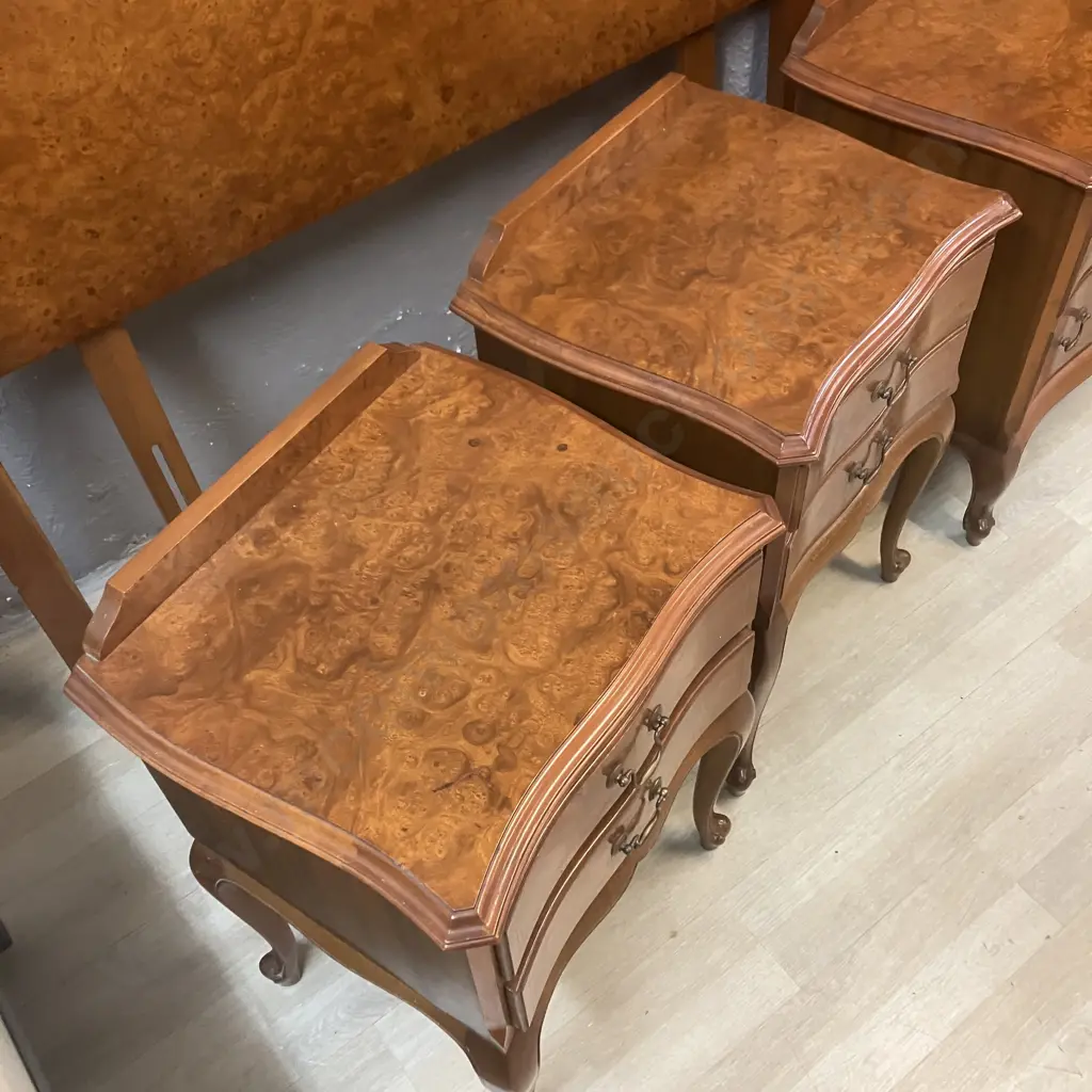 Mahogany & Burr Walnut 6 Piece Bedroom Suite Including Double Size Headboard & Dressing Table Stool Image 1++