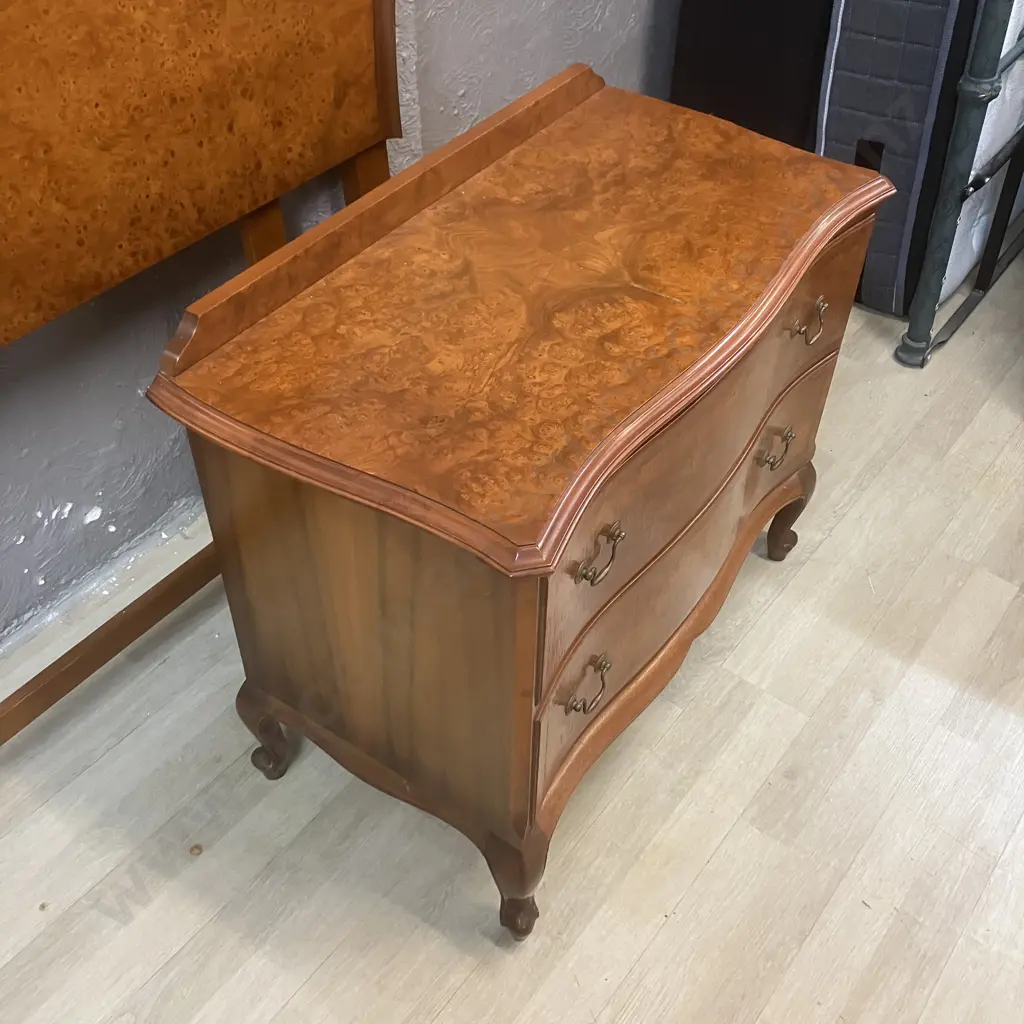 Mahogany & Burr Walnut 6 Piece Bedroom Suite Including Double Size Headboard & Dressing Table Stool Image 1++