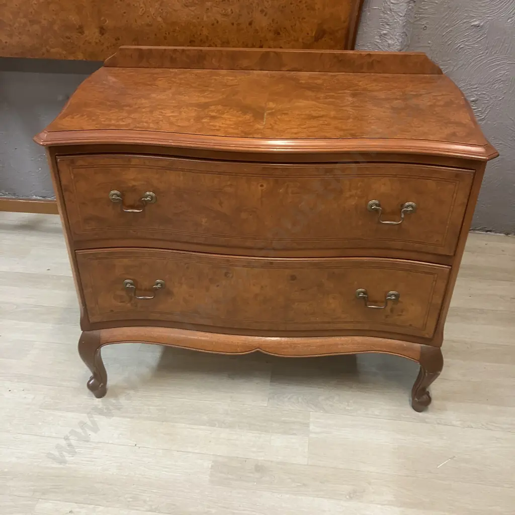 Mahogany & Burr Walnut 6 Piece Bedroom Suite Including Double Size Headboard & Dressing Table Stool Image 1++