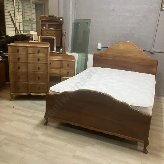 Mahogany Serpentine 3 Piece Bedroom Suite Including Bed With King Koil Genesis Firm Mattress