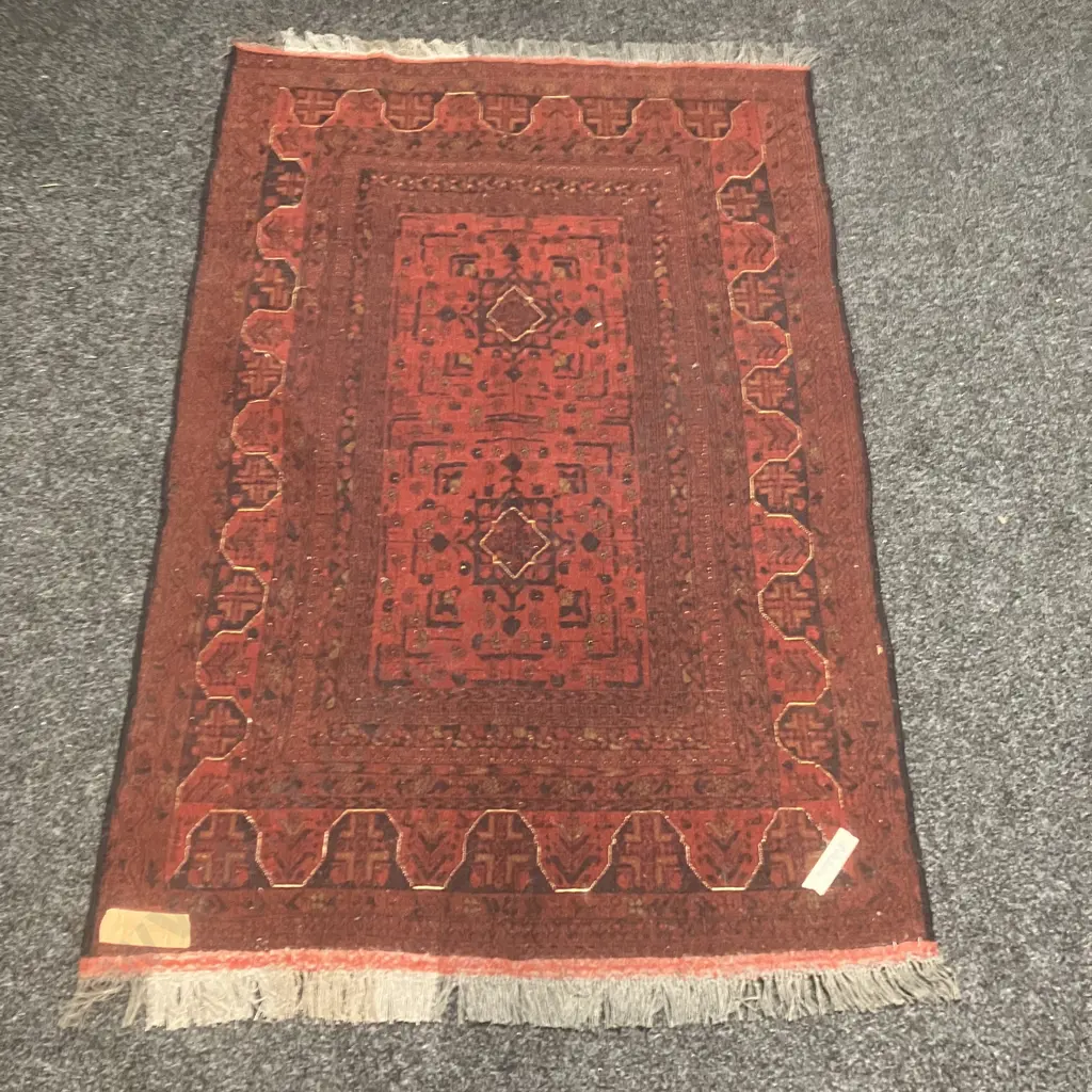 Afghan Hand Knotted Khal Mohammadi 158 x 106cm Rug, Great Condition, Red, Wool, 25+ Years Image 1++