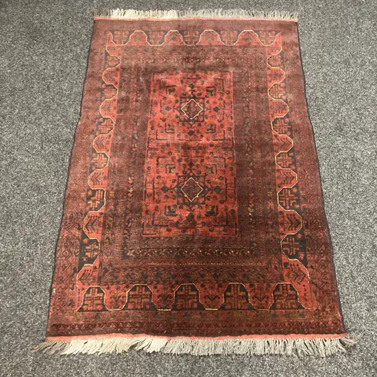 Afghan Hand Knotted Khal Mohammadi 158 x 106cm Rug, Great Condition, Red, Wool, 25+ Years