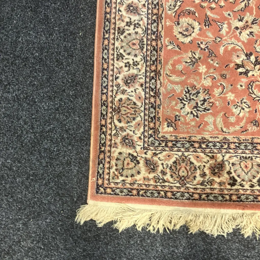 Vintage Floor Rug Pink & Black Tones. 182 x 126cm Image 1++
