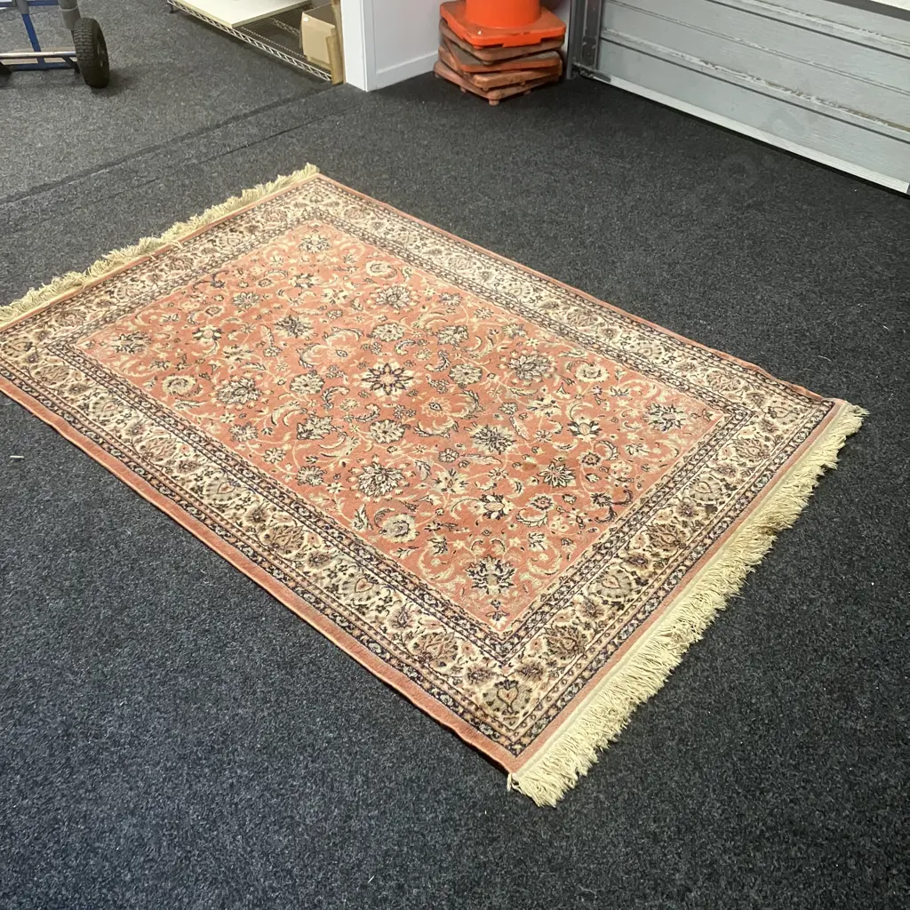 Vintage Floor Rug Pink & Black Tones. 182 x 126cm Image 1++