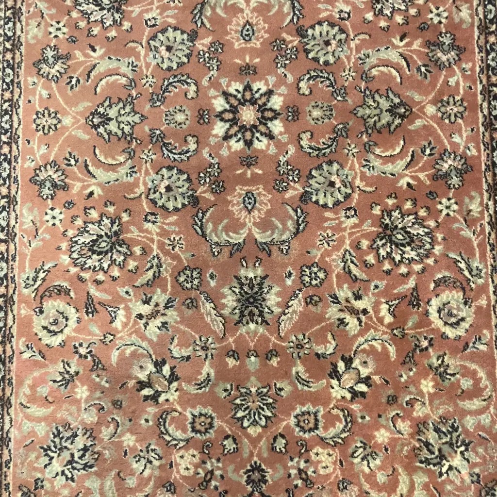 Vintage Floor Rug Pink & Black Tones. 182 x 126cm Image 1++