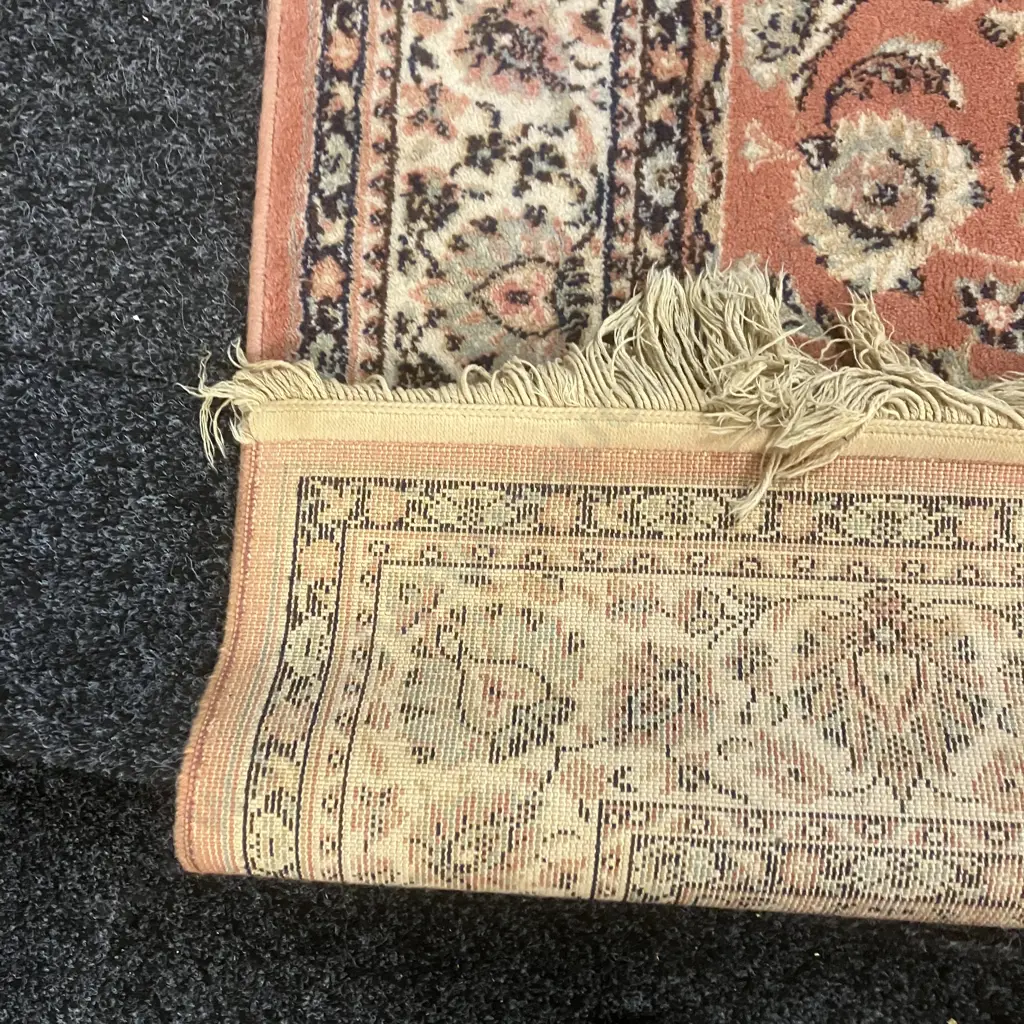 Vintage Floor Rug Pink & Black Tones. 182 x 126cm Image 1++