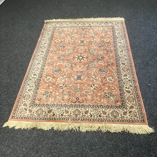 Vintage Floor Rug Pink & Black Tones. 182 x 126cm