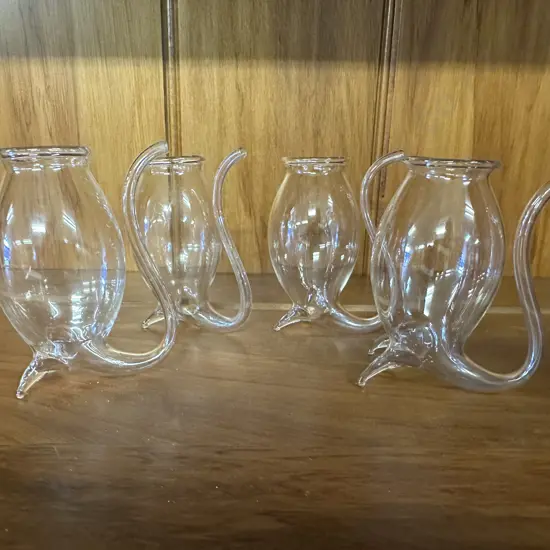 Set Of Four Clear Glass Port Sippers