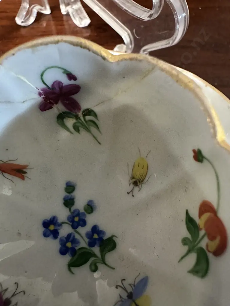 Antique 19th Century Meissen Forget-me-not Flower Encrusted Cabinet Cup, Saucer & Plate Image 1++