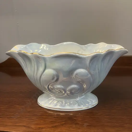 Vintage 1950s / 60s Maling Blue & Green Lustre Ware Mantle Vase. 15 x 28.5cm