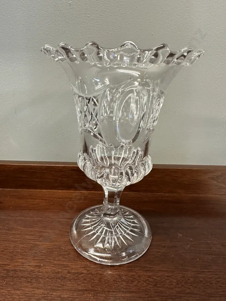 Victorian Pressed Glass Vase H21cm. Image 1++