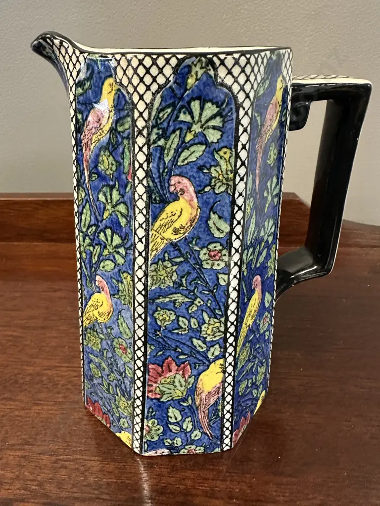 Antique c1912 Royal Doulton Persian Parrots Blue Chintz D4031 Jug. H17cm Image 1++