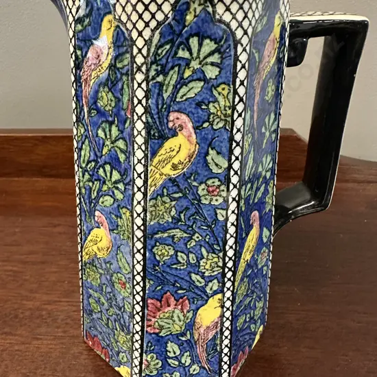 Antique c1912 Royal Doulton Persian Parrots Blue Chintz D4031 Jug. H17cm