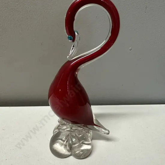 Italian Murano Glass Long Neck Bird H20cm.