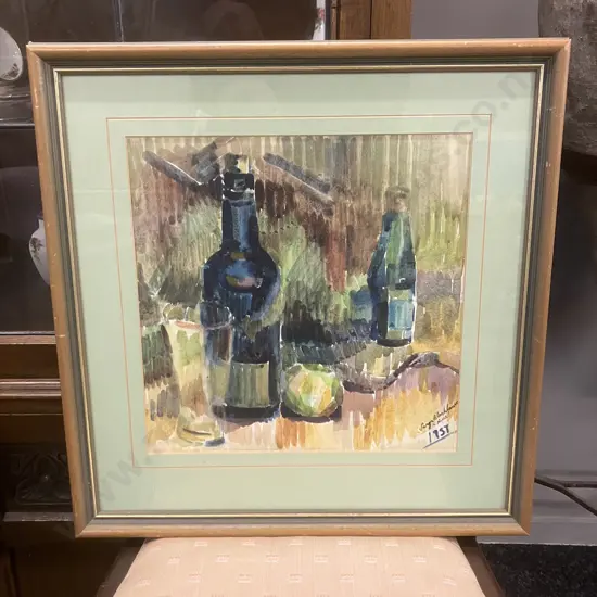Vintage 1950's Mid-Century Modern Sonya Blacklows' Framed Original Still Life 'Huia' 19571957