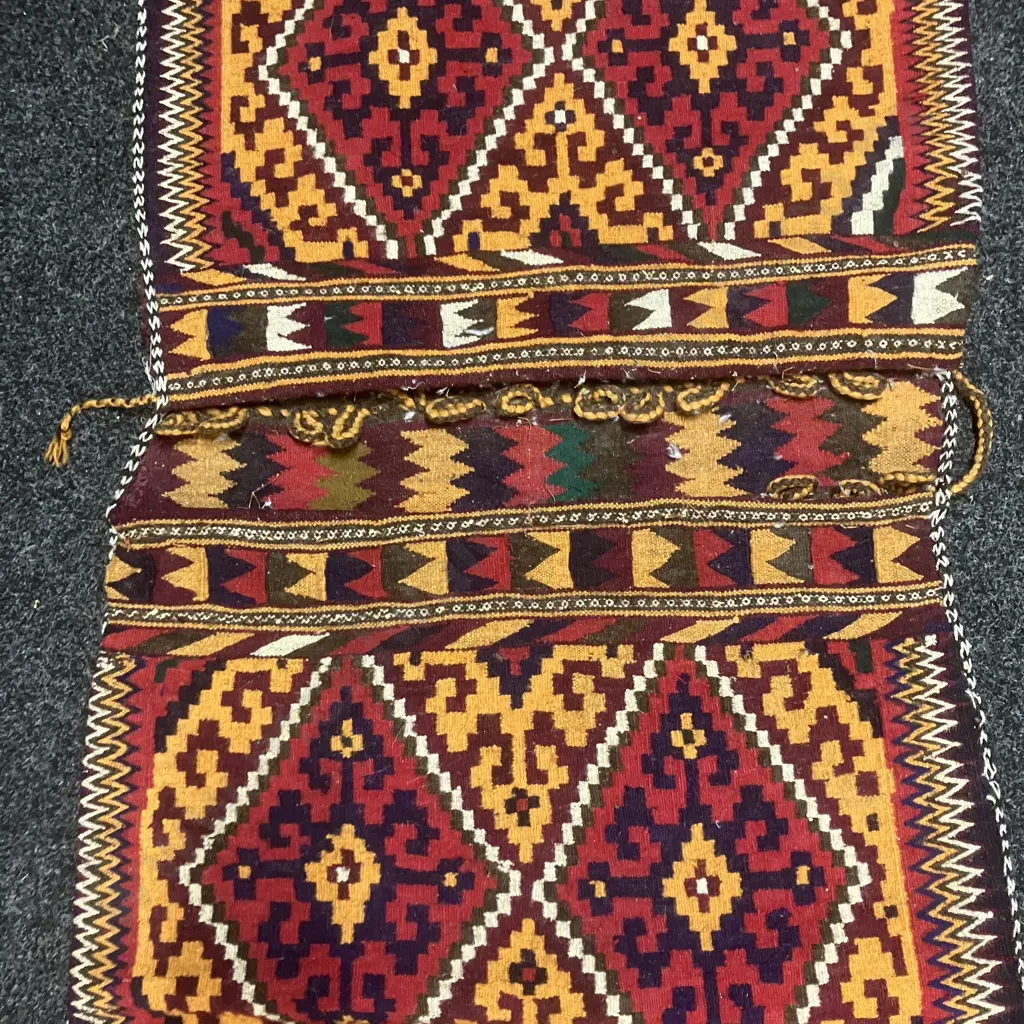 Afghan Kilim Saddle Bag, 155 x 70cm, Excellent Condition, Red & Orange, Wool, 25+ Years Image 1++