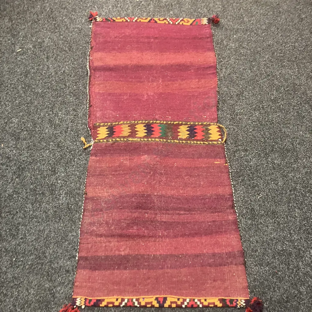 Afghan Kilim Saddle Bag, 155 x 70cm, Excellent Condition, Red & Orange, Wool, 25+ Years Image 1++
