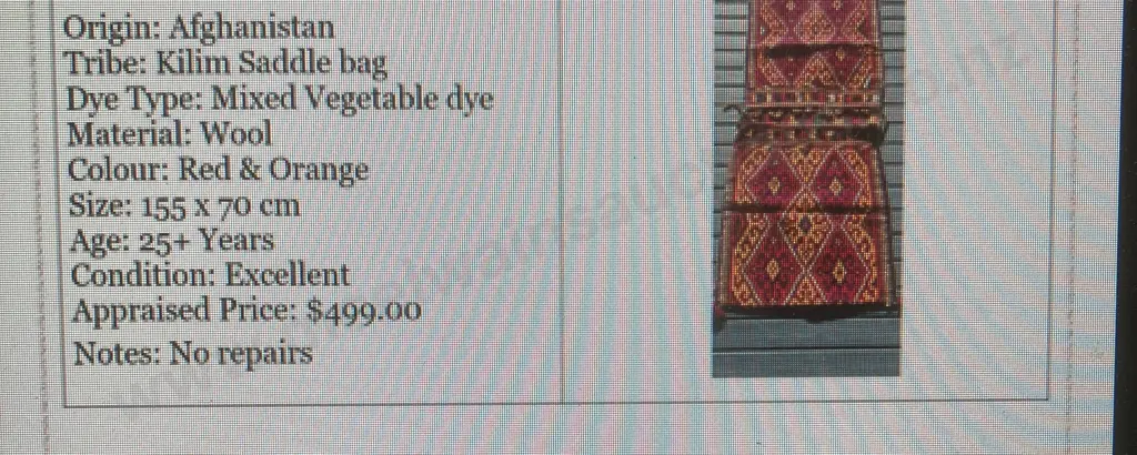 Afghan Kilim Saddle Bag, 155 x 70cm, Excellent Condition, Red & Orange, Wool, 25+ Years Image 1++