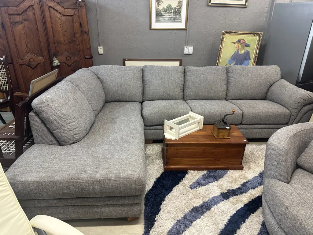 Demi 3 Seater With Corner Chaise LHF IN Grey Fabric Image 1++