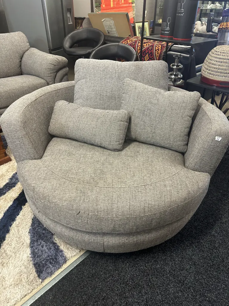 Don Swivel Fabric Armchair , Grey - Ex Hunter Furniture Image 1++