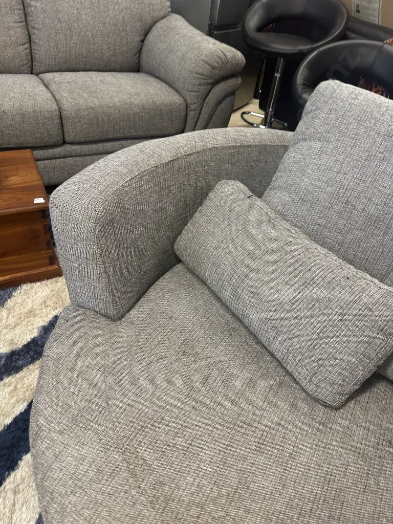 Don Swivel Fabric Armchair , Grey - Ex Hunter Furniture Image 1++