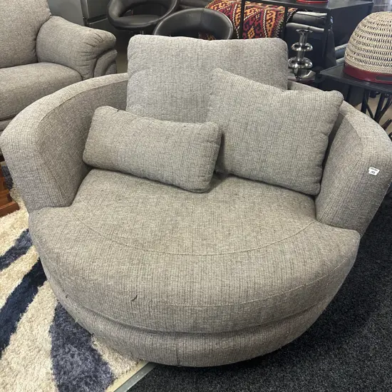 Don Swivel Fabric Armchair , Grey - Ex Hunter Furniture