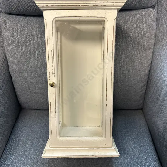 Handcrafted Cream Whitewash Wall Hung Display Cabinet H51cm.