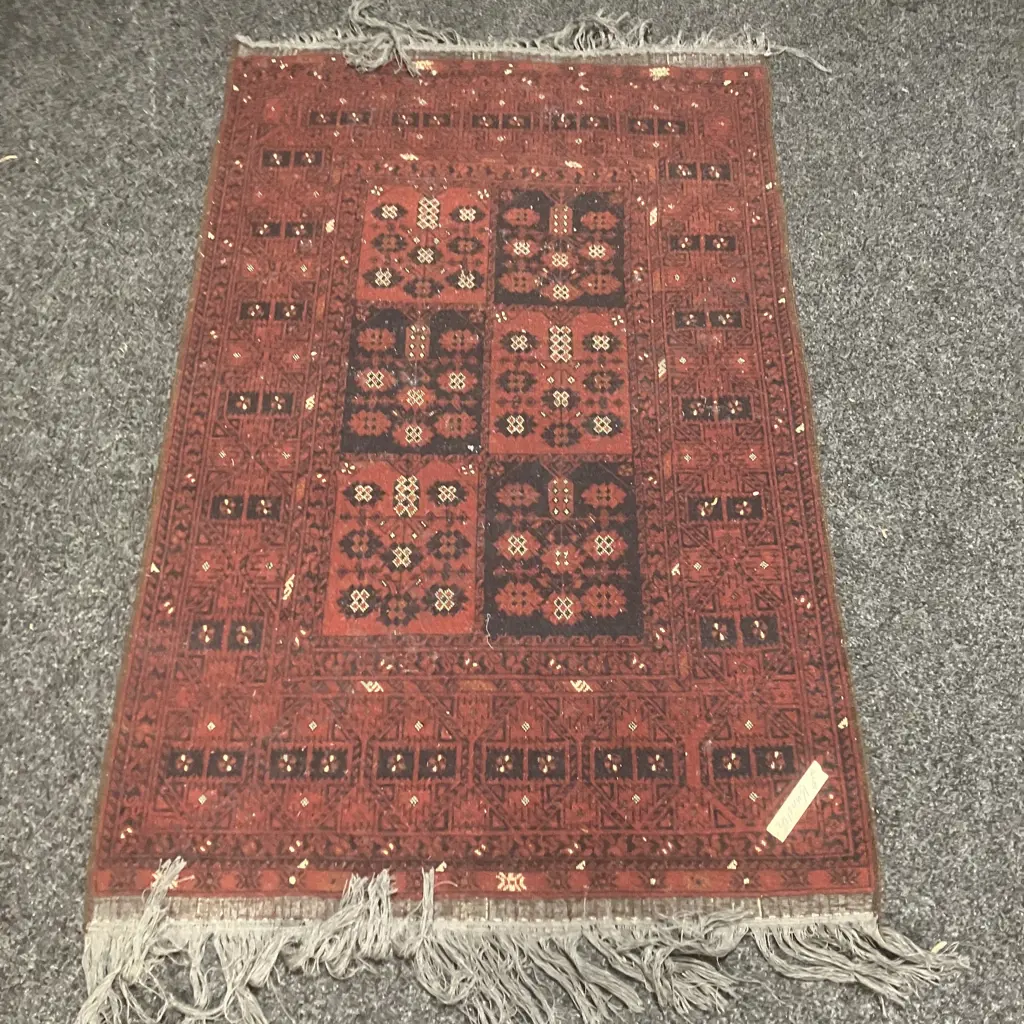 Afghan Hand Knotted Khal Mohammadi 158 x 102cm Rug, Khamyab Quality, Red, Wool, 20+ Years Image 1++