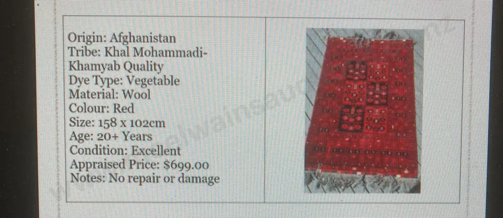 Afghan Hand Knotted Khal Mohammadi 158 x 102cm Rug, Khamyab Quality, Red, Wool, 20+ Years Image 1++