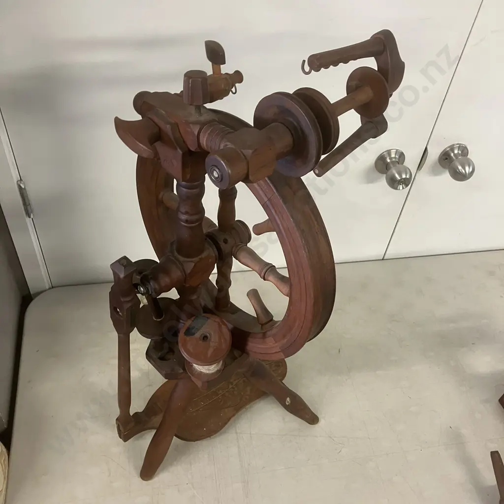 Vintage New Zealand Spinning Wheel Made By Reg Warr, Napier Image 1++