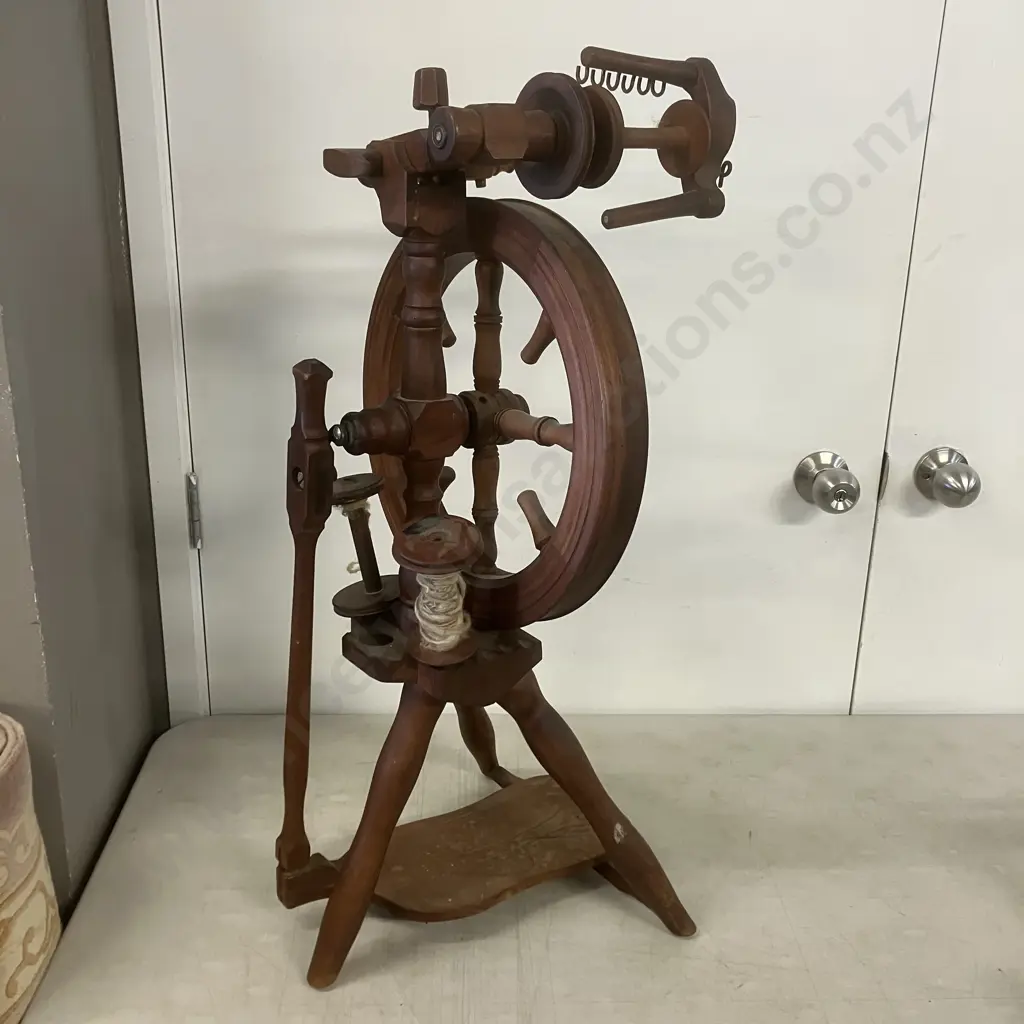 Vintage New Zealand Spinning Wheel Made By Reg Warr, Napier Image 1++