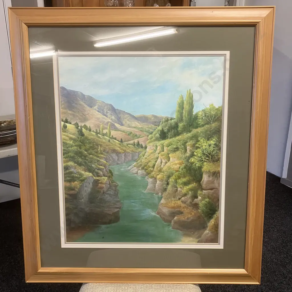 Original Artwork Gorge Riverscape Framed. 87 x 78cm Image 1++