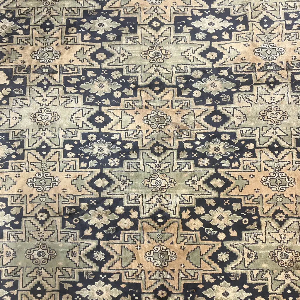 Belgium Persian Style Rug, 180 x 140cm, Gold & Black, 35+ Years, Okay Condition Image 1++